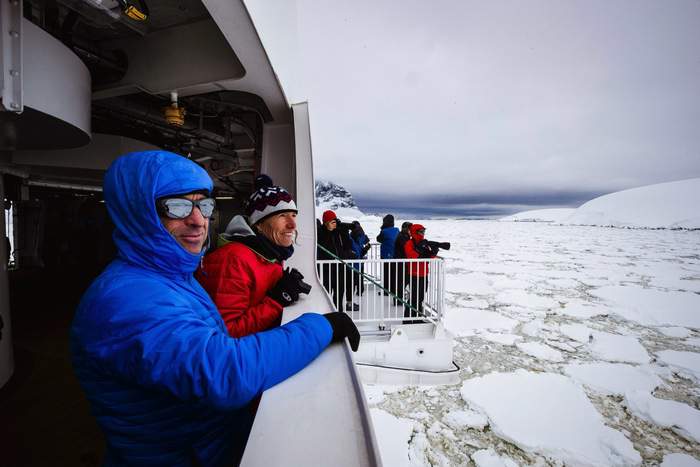 AE Expeditions, Passengers use hydraulic viewing platforms onboard Greg Mortimer, Antarctica; Scott Portelli.jpg